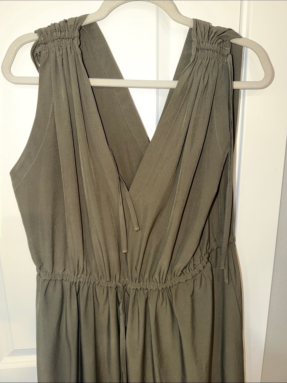 Calvin Klein Olive Green Sleeveless V-Neck Maxi Dress - Picture 2 of 8